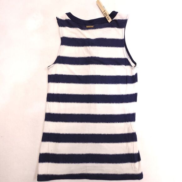 Michael Kors Sleeveless Pullover Blouse Women Size Small S Blue White Striped - Picture 8 of 10
